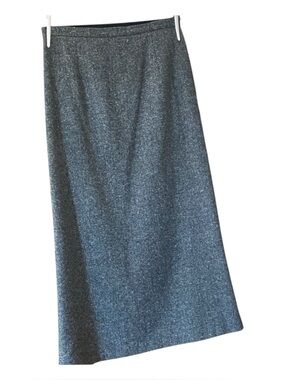 Vintage 90s Apostrophe Wool Blend Tweed Maxi Skirt Brown Gray Minimalist Lined